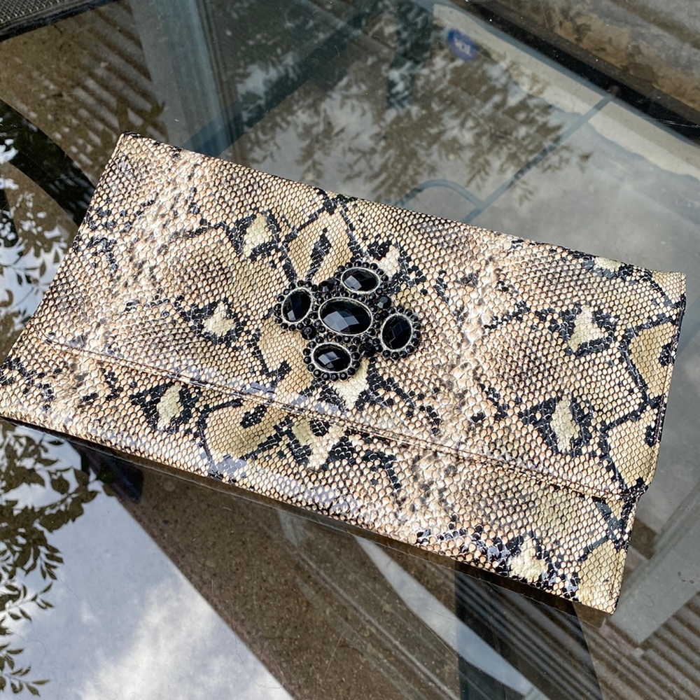Chico’s Snakeskin Envelope Clutch